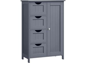 6955880398980 - Badezimmer-Bodenschrank Badezimmerschrank mit 4 Schubladen freistehender Badezimmerschrank mit 1 Tür verstellbares Regal 30 x 55 x 82 cm Grau