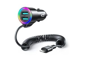 6956116722647 - 3in1 schnelles Autoladegerät mit Lightning-Kabel für iPhone 15 m 17 W schwarz