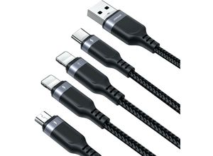 6956116758622 - Joyroom - 4in1 USB-Kabel usb-a - usb-c   2 x iPhone   Micro zum Laden und Datenübertragung 12m S-1T4018A18 - schwarz