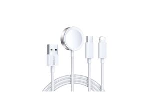 6956116771300 - Joyroom S-IW008 3-in-1-Kabel magnetisches Ladegerät USB-A – kompatibel mit iPhone - USB-C 12m Weiß