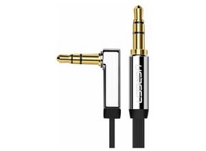 6957303815975 - 1m Winkelstecker Aux Kabel 35 mm Klinke Eingang Miniklinke für Lautsprecher Android Handy Tablet Autoadio pc Anlage Hifi Silber - Ugreen