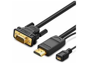 6957303834495 - Ugreen Adapter Bildkonverter HDMI - VGA mit Micro USB Power 15m schwarz