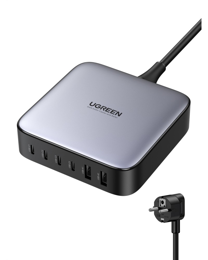 6957303849147 - Ugreen Nexode - Netzteil - 200 Watt - 6 Ausgabeanschlussstellen (2 x USB 4 x USB-C)