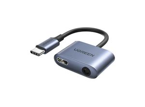 6957303861644 - Ugreen - usb Typ c (männlich) - usb Typ c pd qc (weiblich) + 35mm Miniklinke (weiblich) Audio Adapter grau