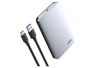 6957303874989 - Taschengehäuse für 25\ SATA 30 6Gbps Festplatte + USB - USB-C Kabel 05m grau