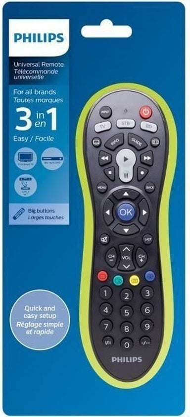 6959033843143 - PHILIPS - Universal-Fernbedienung - SRP3013 10 - 3-in-1 - Lernfunktion - Umfangreiche IR-Code-Bibliothek - Smart TV