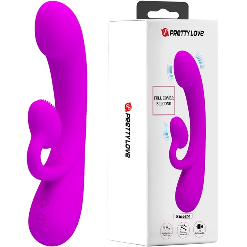 6959532334241 - - AUFRICHTIGER VIBRATOR UND KLITORIS-SAUGER AUS VIOLETTEM SILIKON