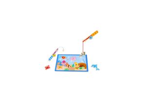 6970090047145 - Tooky Toy Angelspiel TKF040 Holz 10 Meerestiere 2 Angelstäbe magnetische Fische blau