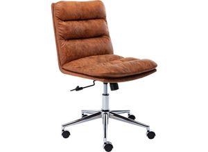 6970190710109 - Wahson Office Chairs - Bürostuhl ergonomisch Schreibtischstuhl aus PU-Leder Drehstuhl ohne armlehne für Arbeitszimmer Braun