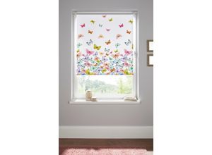 6970292990669 - Seitenzugrollo HOME AFFAIRE Butterfly Gr 6 bunt Rollos Kinder 150cm einseitig verschiebbar 90cm Polyester Hitzeschutz Schmetterlinge bunt bedruckt Klemmträger B90cm H150cm