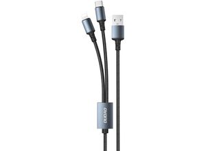 6970379611432 - Dudao - 2in1 USB-Kabel zum Laden von usb-a - usb-c   iPhone 6A 12 m schwarz (TGL2)