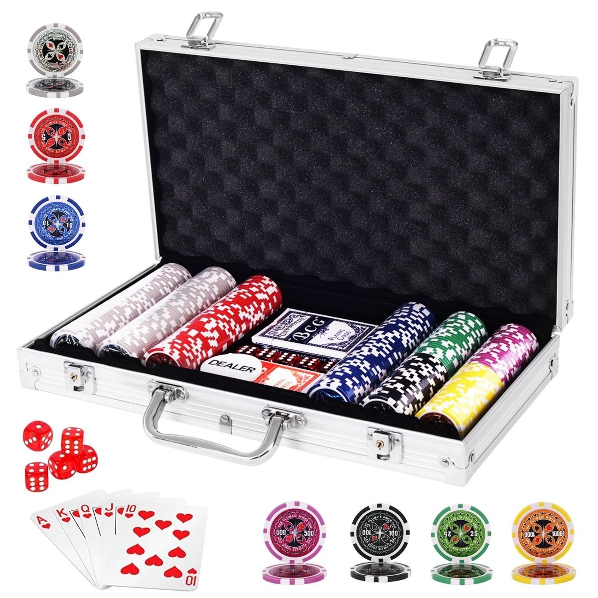 6970866970738 - Coast Poker Set mit Laserschiffen - 300 Stück - In schönem Etui