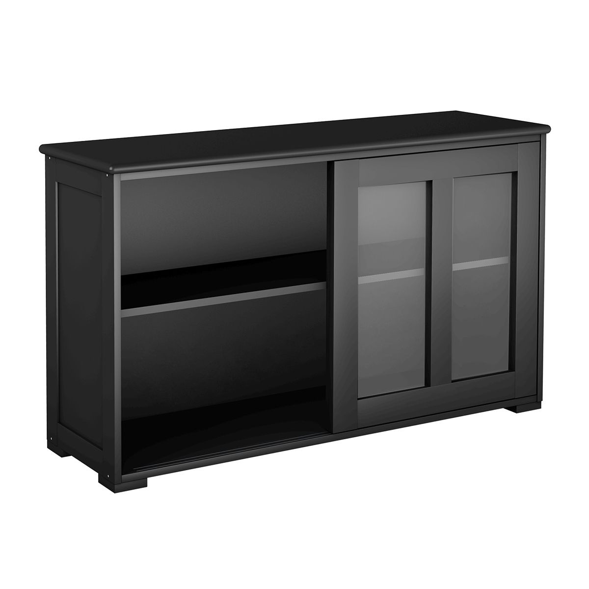 6970866972381 - Sideboard Küchenschrank Wohnzimmerzeile mit Schiebetüren schwarz 1065 x 33 x 625 cm