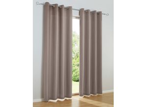 6971346194170 - Vorhang HEINE HOME Gardinen Gr 225 cm Multifunktionsband 140 cm grau (taupe) Gardinen-Sets