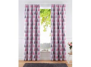 6972314564285 - Verdunkelungsvorhang LÜTTENHÜTT Dreieck Gr 3 pink B135cm H225cm Polyester Gardinen einseitig mit Dreiecken bedruckte Kindergardine blickdicht