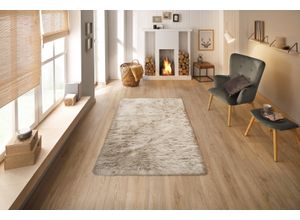 6972314565855 - Hochflor-Teppich HOME AFFAIRE Valeria Fellteppich kuschelig Teppiche Gr B L 120 cm x 180 cm 60 mm 1 St grau (taupe) Esszimmerteppiche Kunstfell weiche Teppiche Wohnzimmer Schlafzimmer Esszimmer