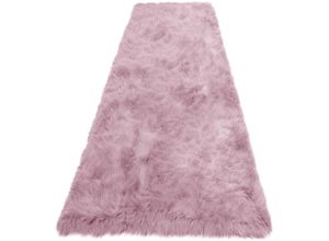 6972314566258 - Läufer HOME AFFAIRE Valeria Hochflor Teppich kuschelig Teppiche Gr B L 90 cm x 160 cm 60 mm 1 St lila (mauve) Teppichläufer Kunstfell Brücke Teppiche Wohnzimmer Schlafzimmer Esszimmer