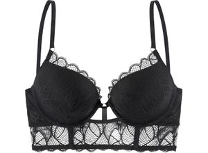 6972478257375 - LASCANA Alicia Push-up-BH florale Spitze Unterbrustband für Damen schwarz 75B