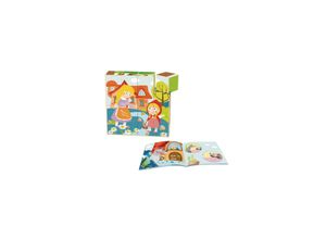 6972633371052 - Tooky Toy Würfelpuzzle TF456 Holz Märchen Kieferholz 16 Teile 1 Buch ab 2 Jahren bunt