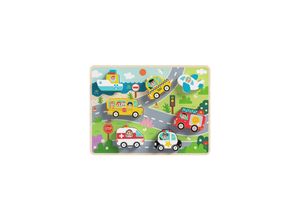 6972633372882 - Tooky Toy Kinder Holz-Puzzle Fahrzeuge 3D TH634 Steckpuzzle 8-teilig ab 1 Jahr bunt