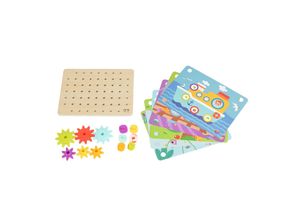 6972633374695 - Tooky Toy Holzspielzeug TK352 Zahnräderspiel 19 teilig Steckspiel Motorikspiel bunt