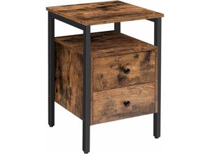 6972641075843 - Hoobro - Nachttisch Beistelltisch Nachtschrank mit 2 Schublade 40 x 40 x 61 cm Nachtkommode leicht montierbar Stabiles EBF43BZ01G2