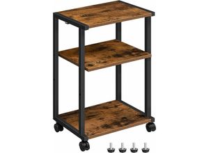 6972641075942 - Hoobro - Druckertisch 3-stöckiger Druckerwagen mit Rollen Höhenverstellbar Druckerständer mit 3 Ablagen und 2 Haken 42 x 28 x 64 cm für Büro