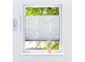 6972828882424 - Plissee MY HOME ANNA Plissees Gr 130 cm zweiseitig verschiebbar 40 cm grau Kinder Kinderzimmer-Plissees Plissee Klemmfix Ausbrenner Ästemotiv Klemmträger