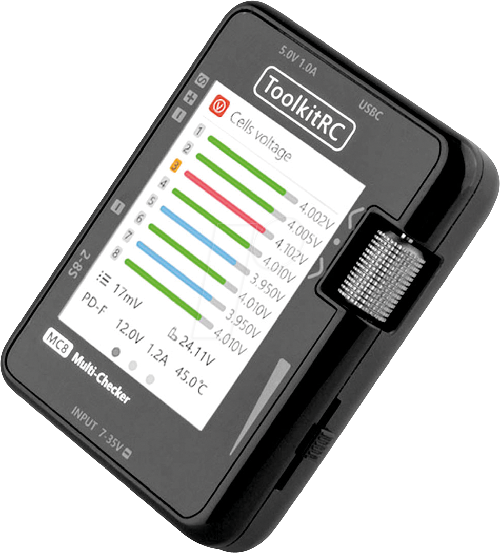6972969830148 - TKRC MC8 - Messgerät MC8 für Li-Ion Akkus PWM PPM SBUS