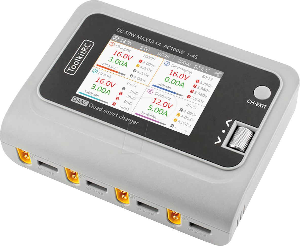 6972969830179 - TKRC Q4AC - Ladegerät für Akkupacks Q4AC 1-4s max 5 A 4x 50 W