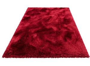 6973073622926 - Hochflor-Teppich Lasse hoher Flor besonders weich durch Mikrofaser Teppiche Gr B L 200 cm x 300 cm 76 mm 1 St rot (bordeau) Esszimmerteppiche Shaggy-Look meliertes Garn Wohnzimmer Schlafzimmer Kinderzimmer