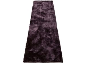 6973073870112 - Hochflor-Läufer BRUNO BANANI Dana Teppich Teppiche Gr B L 80 cm x 250 cm 30 mm 1 St lila (plum) Hochflor-Läufer Brücke uni weich Mikrofaser Diele Flur Wohnzimmer Schlafzimmer