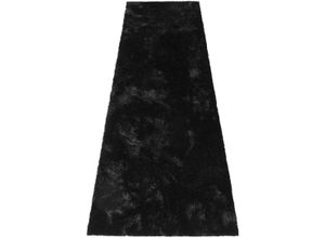 6973073870211 - Hochflor-Läufer BRUNO BANANI Dana Teppich Teppiche Gr B L 67 cm x 250 cm 30 mm 1 St schwarz Hochflor-Läufer Brücke uni weich Mikrofaser Diele Flur Wohnzimmer Schlafzimmer