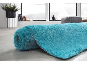 6973073871096 - Hochflor-Teppich BRUNO BANANI Dana Teppich Teppiche Gr B L 80 cm x 150 cm 30 mm 1 St blau (petrol) Esszimmerteppiche uni weich Mikrofaser Teppiche Wohnzimmer Schlafzimmer Esszimmer Bestseller