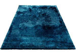 6973073874011 - Hochflor-Teppich BRUNO BANANI Dana Teppich Teppiche Gr B L 240 cm x 320 cm 30 mm 1 St blau Esszimmerteppiche uni weich Mikrofaser Teppiche Wohnzimmer Schlafzimmer Esszimmer Bestseller