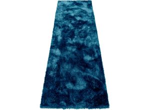 6973073874257 - Hochflor-Läufer BRUNO BANANI Dana Teppich Teppiche Gr B L 67 cm x 250 cm 30 mm 1 St blau Hochflor-Läufer Brücke uni weich Mikrofaser Diele Flur Wohnzimmer Schlafzimmer