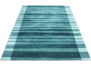 6973073879160 - Hochflor-Teppich BRUNO BANANI Cameo-Bordüre Teppiche Gr B L 120 cm x 180 cm 27 mm 1 St blau Esszimmerteppiche gestreiftes Muster mit Bordüre angenehme Haptik Streifen