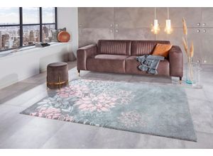 6973073879221 - Hochflor-Teppich HOME AFFAIRE Susan Teppiche Gr B L 80 cm x 150 cm 27 mm 1 St grau Esszimmerteppiche angenehme Haptik florales Muster Blumen Wohnzimmer Schlafzimmer