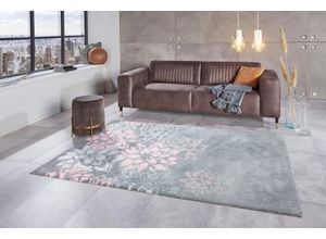 6973073879276 - Hochflor-Teppich HOME AFFAIRE Susan Teppiche Gr B L 300 cm x 400 cm 27 mm 1 St grau Esszimmerteppiche angenehme Haptik florales Muster Blumen Wohnzimmer Schlafzimmer