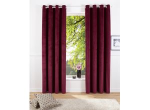 6973124814645 - Vorhang MY HOME Velvet Uni Gr 2 rot B140cm H175cm Polyester Polyester Gardinen Samt 2-er Set Vorhang edel einfarbig