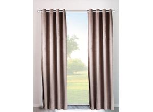 6973124814867 - Vorhang MY HOME Velvet Uni Gardinen Gr 245 cm Ösen 140 cm beige (sand) Samt 2-er Set Vorhang edel einfarbig