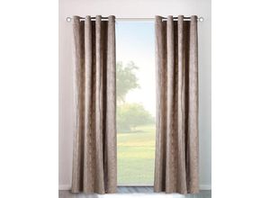 6973124819732 - Vorhang MY HOME Velvet Foil Gardinen Gr 145 cm Ösen 140 cm beige (sand) Landhaus Gardinen Gardine Samt