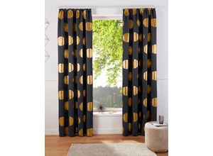 6973199000172 - Verdunkelungsvorhang MY HOME Kreise Gardinen Gr 245 cm Kräuselband 135 cm goldfarben (schwarz goldfarben) Kräuselband