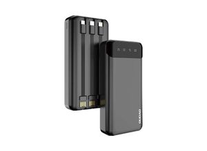 6973687243449 - Dudao Powerbank mit 3 eingebauten Kabeln 20000mAh kompatibel mit iPhone + Micro-USB + USB-C schwarz