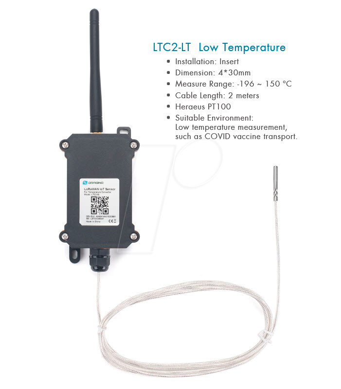 6973956302341 - DRA LTC2-LT - LoRaWAN Temperatur Transmitter Niedrigtemperatursensor