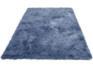 6973968495123 - Hochflor-Teppich HOME AFFAIRE Valeria Fellteppich kuschelig Teppiche Gr B L 120 cm x 180 cm 60 mm 1 St blau (ocean blue) Esszimmerteppiche Kunstfell weiche Teppiche Wohnzimmer Schlafzimmer Esszimmer