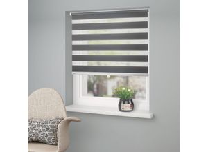 6974180121630 - Doppelrollo HOME AFFAIRE Jan Gr 8 grau (anthrazit) B95cm H130cm Polyester Rollos Fixmaß Klemmfix uni monochrom basic schnurlos Klemmträger