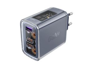 6974316282105 - GaN 65W Netzwerkladegerät 3 Anschlüsse 1x USB 2x USB-C grau