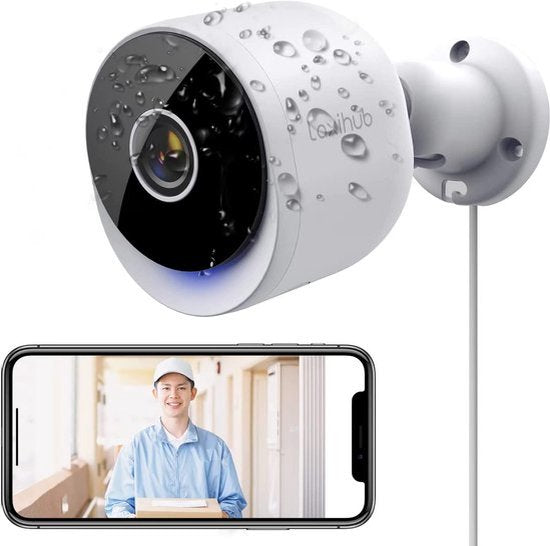 6974935721962 - O2 WiFi Sicherheitskamera 3MP - Mit 32GB SD Karte - Außenkamera - Ultra HD 2K - Nachtsicht - AI Bewegungserkennung - Alexa & Google - Zonenerkennung