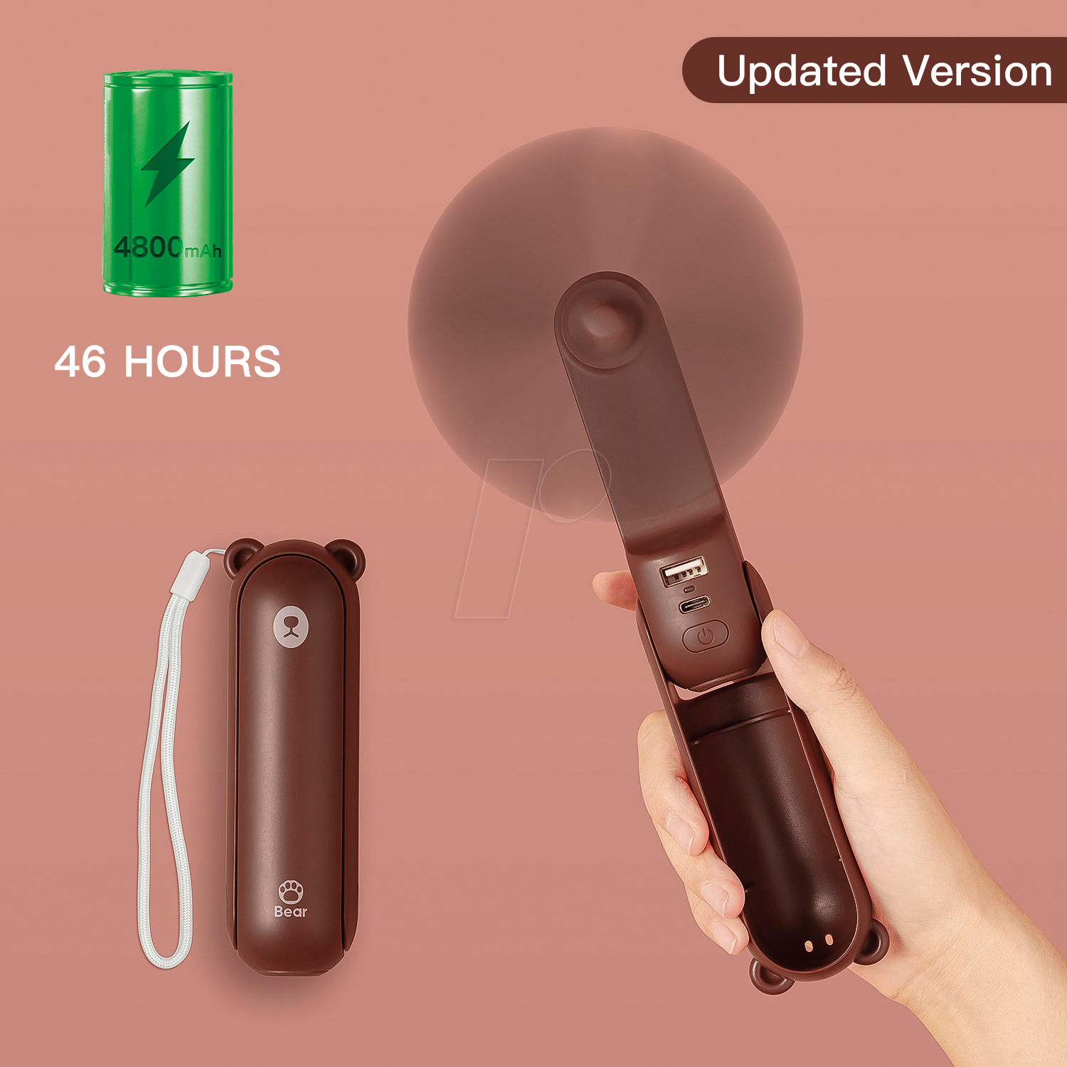 6975061531036 - JSL F8X-BROWN - F8X Mini Ventilator 3-in-1 braun